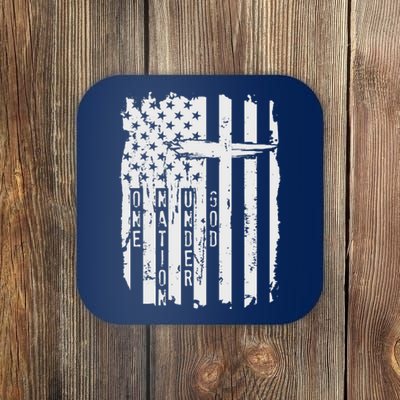 One Nation Under God Grunge Distressed USA American Flag Coaster