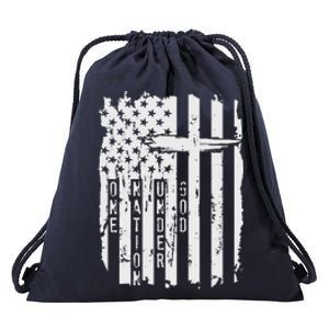 One Nation Under God Grunge Distressed USA American Flag Drawstring Bag