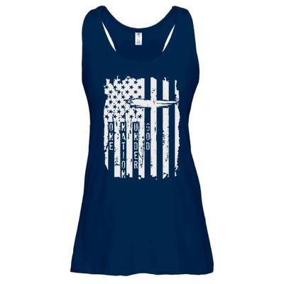 One Nation Under God Grunge Distressed USA American Flag Ladies Essential Flowy Tank