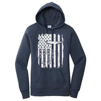 One Nation Under God Grunge Distressed USA American Flag Women's Pullover Hoodie