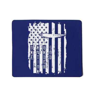 One Nation Under God Grunge Distressed USA American Flag Mousepad