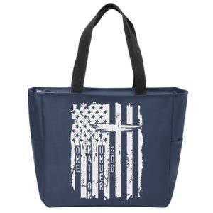 One Nation Under God Grunge Distressed USA American Flag Zip Tote Bag