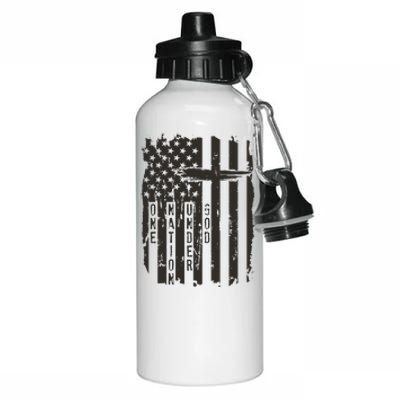 One Nation Under God Grunge Distressed USA American Flag Aluminum Water Bottle