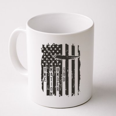 One Nation Under God Grunge Distressed USA American Flag Coffee Mug