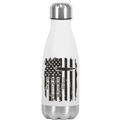 One Nation Under God Grunge Distressed USA American Flag Stainless Steel Insulated Water Bottle