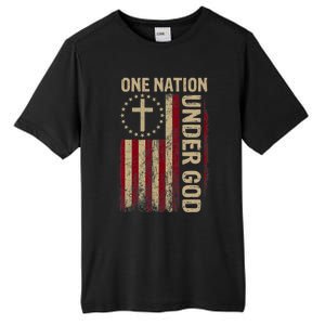 One Nation Under God Flag 4th Of July Patriotic Christian Tall Fusion ChromaSoft Performance T-Shirt