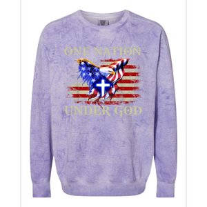 One Nation Under God Patriotic Usa Christian Gift Colorblast Crewneck Sweatshirt