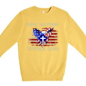 One Nation Under God Patriotic Usa Christian Gift Premium Crewneck Sweatshirt