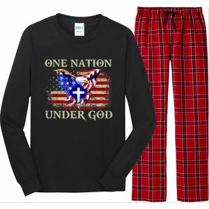 One Nation Under God Patriotic Usa Christian Gift Long Sleeve Pajama Set