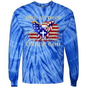 One Nation Under God Patriotic Usa Christian Gift Tie-Dye Long Sleeve Shirt