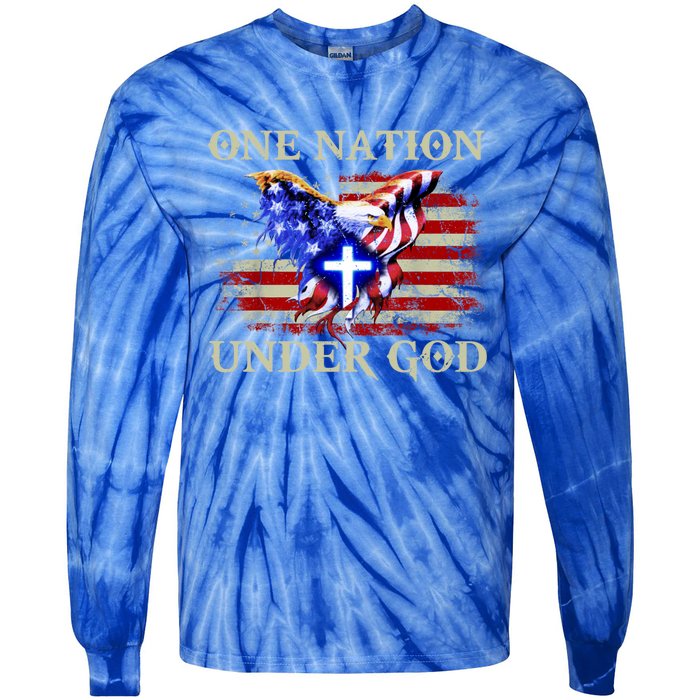 One Nation Under God Patriotic Usa Christian Gift Tie-Dye Long Sleeve Shirt