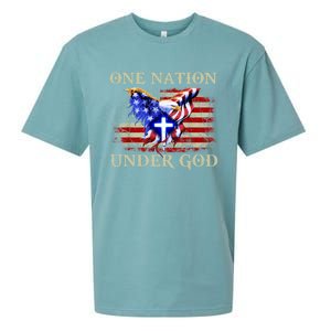 One Nation Under God Patriotic Usa Christian Gift Sueded Cloud Jersey T-Shirt