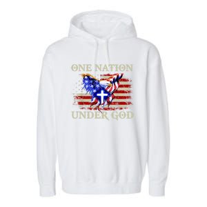 One Nation Under God Patriotic Usa Christian Gift Garment-Dyed Fleece Hoodie