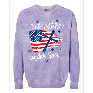 One Nation Under God Patriotic Usa Pray Christian Nation Gift Colorblast Crewneck Sweatshirt