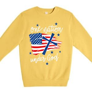 One Nation Under God Patriotic Usa Pray Christian Nation Gift Premium Crewneck Sweatshirt