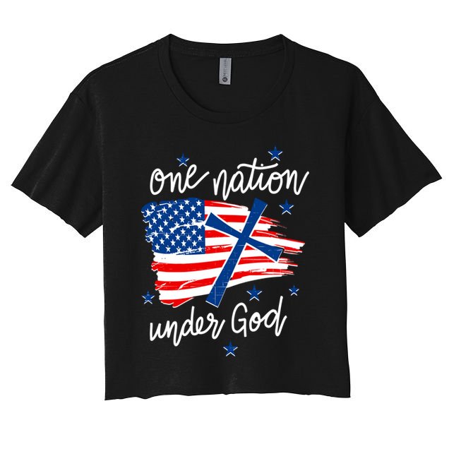 One Nation Under God Patriotic Usa Pray Christian Nation Gift Crop Top