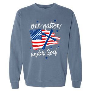 One Nation Under God Patriotic Usa Pray Christian Nation Gift Garment-Dyed Sweatshirt