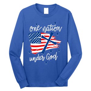 One Nation Under God Patriotic Usa Pray Christian Nation Gift Long Sleeve Shirt