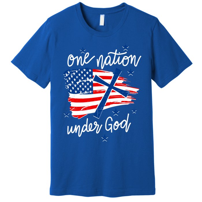 One Nation Under God Patriotic Usa Pray Christian Nation Gift Premium T-Shirt