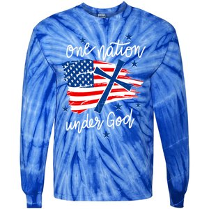 One Nation Under God Patriotic Usa Pray Christian Nation Gift Tie-Dye Long Sleeve Shirt