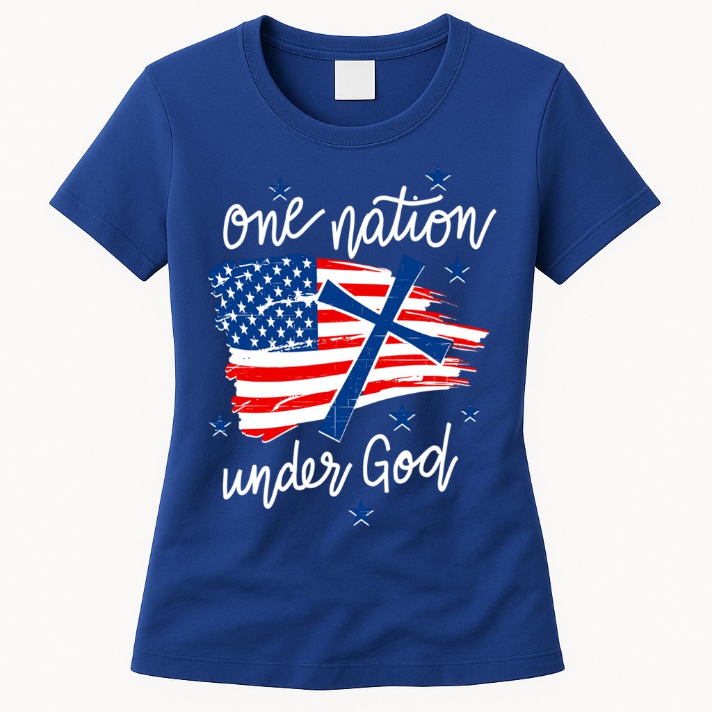 One Nation Under God Patriotic Usa Pray Christian Nation Gift Womens T-Shirt
