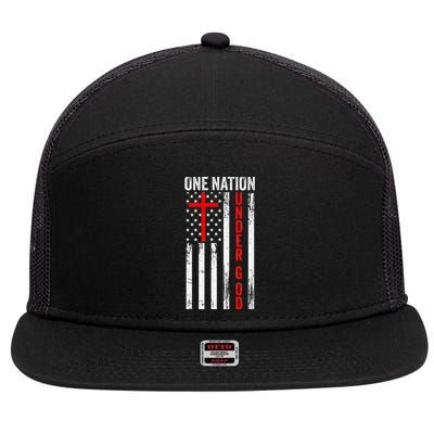 One Nation Under God Patriotic Christian 7 Panel Mesh Trucker Snapback Hat