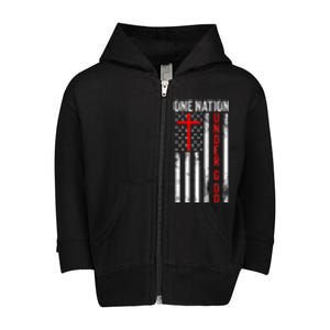 One Nation Under God Patriotic Christian Toddler Zip Fleece Hoodie