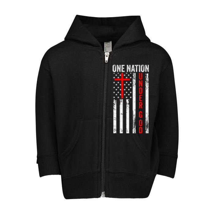 One Nation Under God Patriotic Christian Toddler Zip Fleece Hoodie