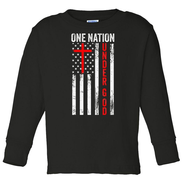 One Nation Under God Patriotic Christian Toddler Long Sleeve Shirt