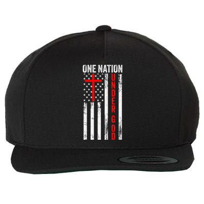 One Nation Under God Patriotic Christian Wool Snapback Cap