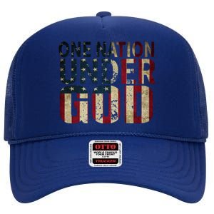 One Nation Under God Cool Gift High Crown Mesh Back Trucker Hat