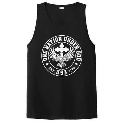 One Nation Under God Usa Christian Cross Bald Eagle Graphic Great Gift PosiCharge Competitor Tank