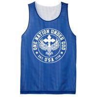 One Nation Under God Usa Christian Cross Bald Eagle Graphic Great Gift Mesh Reversible Basketball Jersey Tank