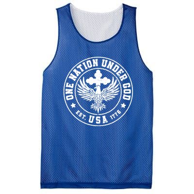 One Nation Under God Usa Christian Cross Bald Eagle Graphic Great Gift Mesh Reversible Basketball Jersey Tank