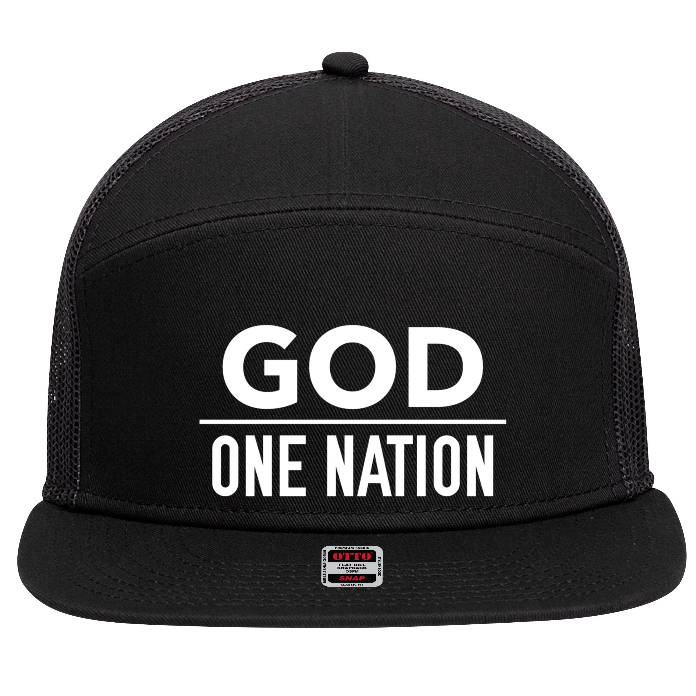 One Nation Under God Usa Creative Design Gift 7 Panel Mesh Trucker Snapback Hat