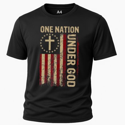 One Nation Under God Flag 4th Of July Patriotic Christian Performance Shirt