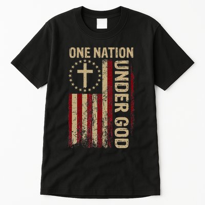 One Nation Under God Flag 4th Of July Patriotic Christian Tall T-Shirt
