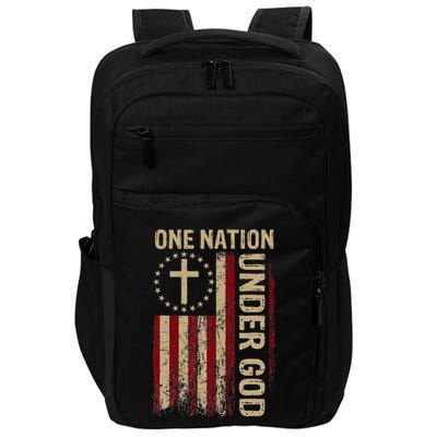 One Nation Under God Flag 4th Of July Patriotic Christian Impact Tech Backpack