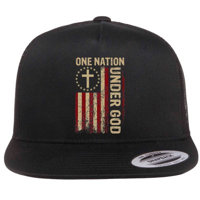 One Nation Under God Flag 4th Of July Patriotic Christian Flatbill Hat