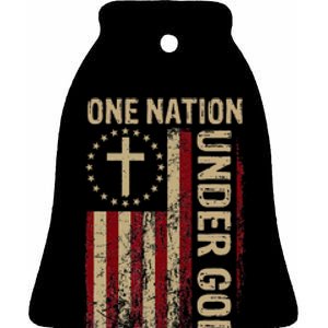 One Nation Under God Flag 4th Of July Patriotic Christian Ceramic Bell Ornament