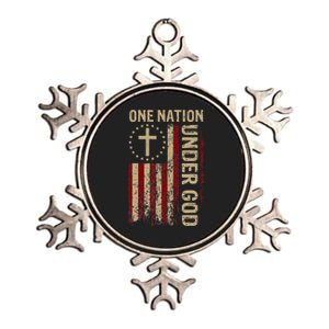 One Nation Under God Flag 4th Of July Patriotic Christian Metallic Star Ornament