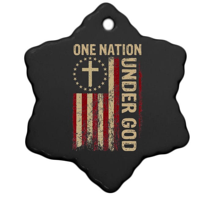 One Nation Under God Flag 4th Of July Patriotic Christian Ceramic Star Ornament