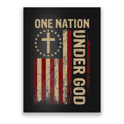 One Nation Under God Flag 4th Of July Patriotic Christian Poster