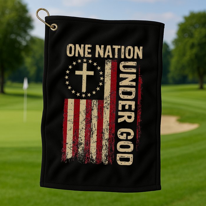 One Nation Under God Flag 4th Of July Patriotic Christian Golf Towel