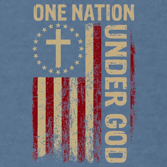One Nation Under God Flag 4th Of July Patriotic Christian Garment-Dyed Sweatshirt