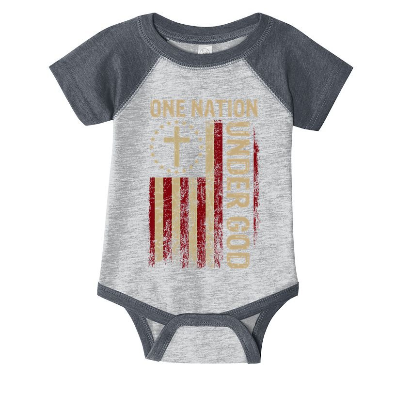 One Nation Under God Flag 4th Of July Patriotic Christian Infant Baby Jersey Bodysuit