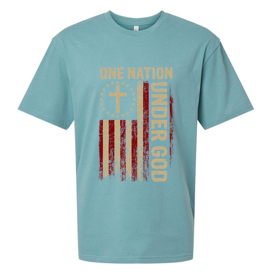 One Nation Under God Flag 4th Of July Patriotic Christian Sueded Cloud Jersey T-Shirt