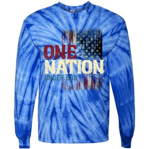 One Nation Under God American Flag Patriot America Lovers Cool Gift Tie-Dye Long Sleeve Shirt