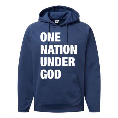 One Nation Under God Bold Design Gift Performance Fleece Hoodie