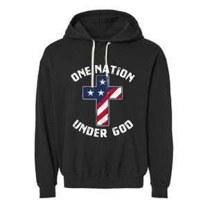 One Nation Under God Patriotic Christian Meaningful Gift Garment-Dyed Fleece Hoodie